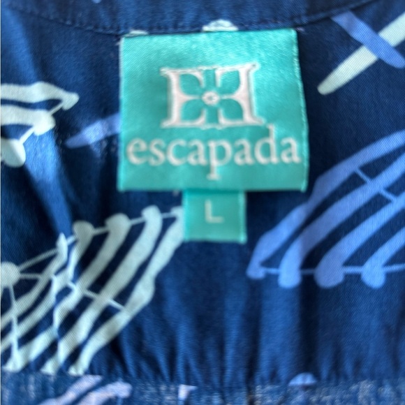 Escapada Blue V-Neck Patterned Blouse size Large - Picture 5 of 5